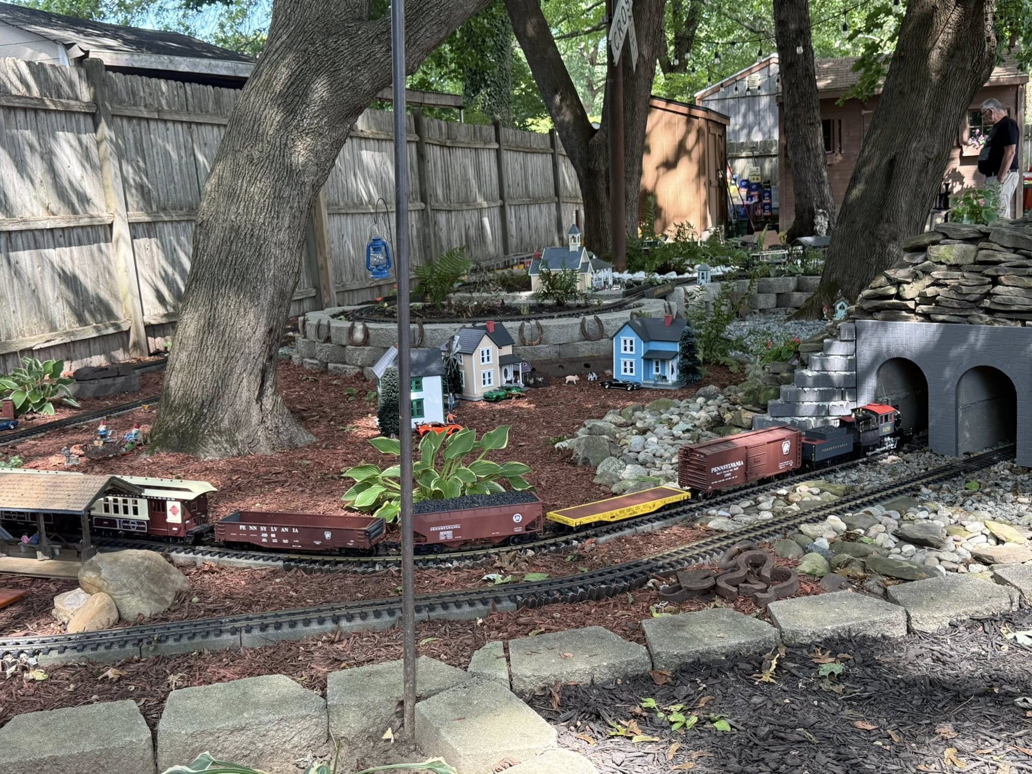Club members at garden railway open house